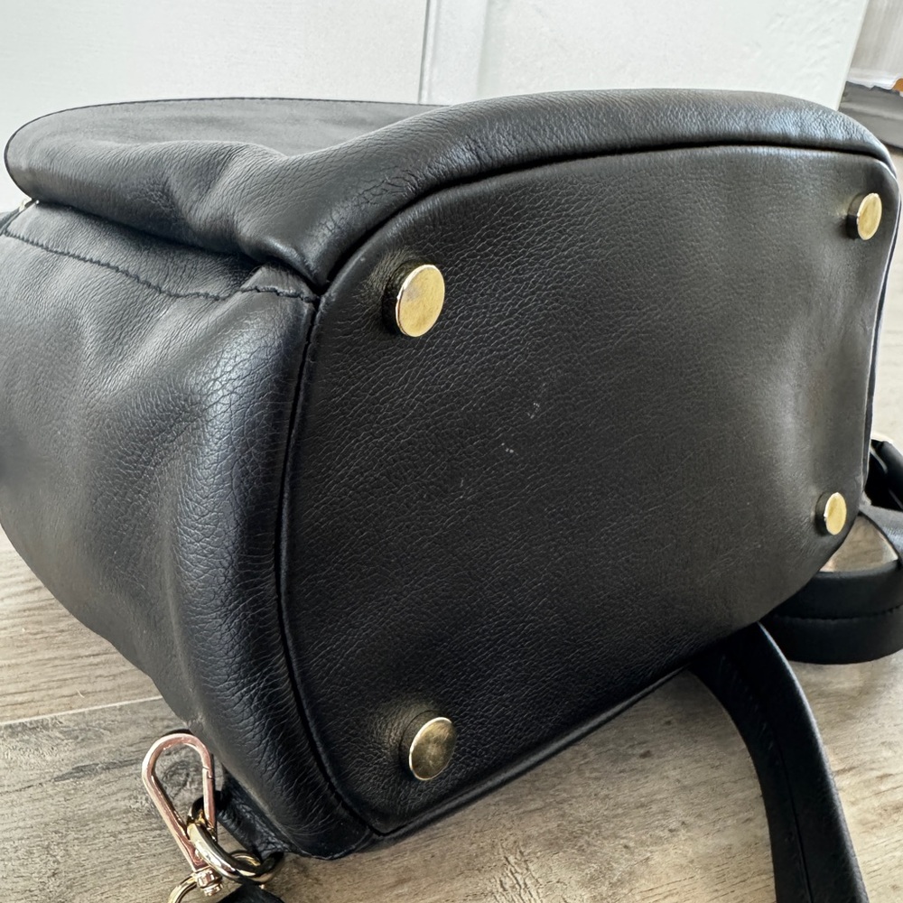 Mina Baie Stevie Mini Leather Black Backpack - all straps + Paisley wide straps - Picture 7 of 12